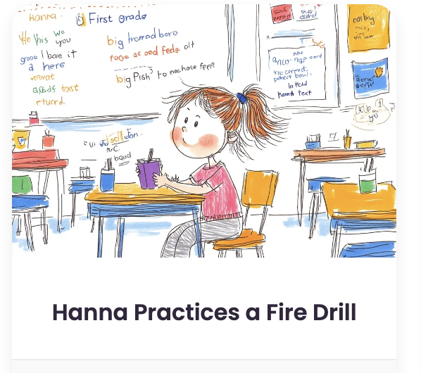 Social story about practicing for fire drill