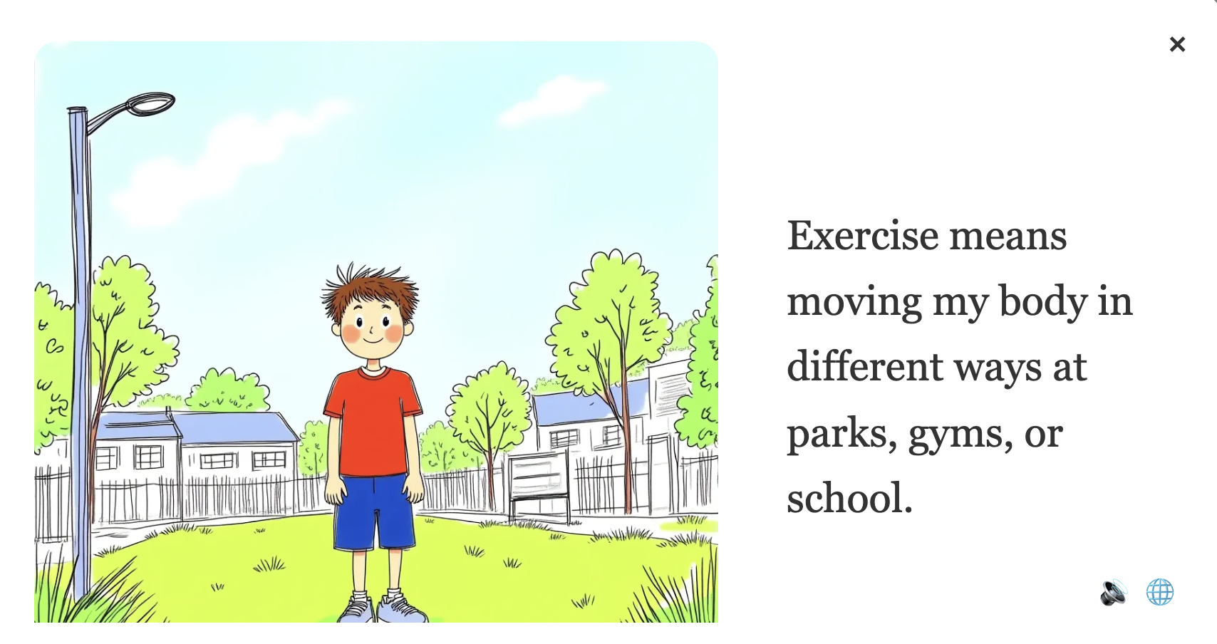 Social Story about Sports Activities for Support of Neurodivergent Behavior and Regulation